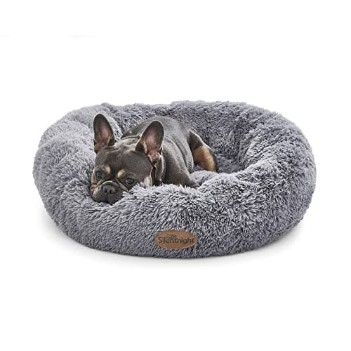 Image of Silentnight Donut Calming Dog Bed - Calming Dog Cat Pet Bed Anxiety Relief Soft Fluffy Doughnut Pillow - Easy Clean Machine Washable Luxury Plush Dog Pillow Basket, Small 60cm, Grey