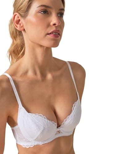 Image of Gossard Women's Superboost Plunge White Lace Bra, White, 36 36DD UK