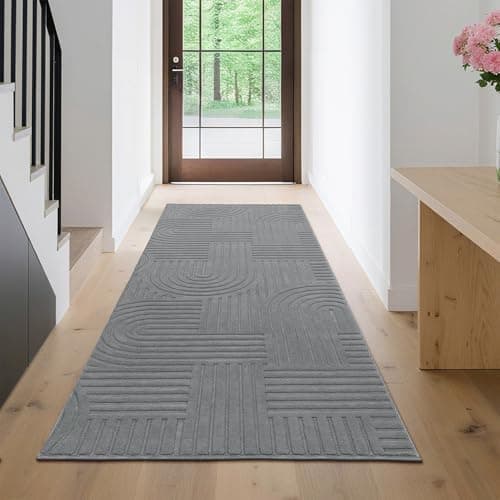 Image of Enyhom Hallway Runner, 80x200cm Grey Runner Rugs For Hallway Machine Washable Hall Runner For Kitchen Door Entryway Laundry Corridor
