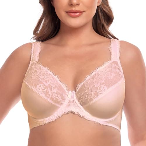 Image of Ayigedu UK Ladies Super Plus Size Full Coverage Bra Non Padded Underwire Minimizer Bras 36G Beige