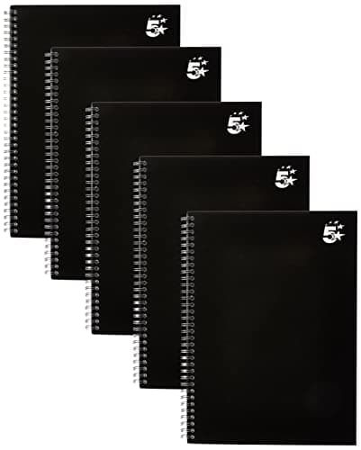 Image of 5 Star Notebook Wirebound Hard Cover Ruled 80gsm A4 Black [Pack of 5]