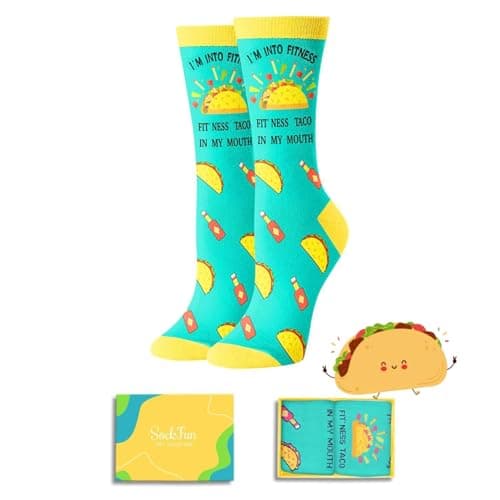Image of Fruit Food Gifts for Women - Funny Pickle Avocado Taco Socks, Pineapple Socks for Women, Taco Green, M