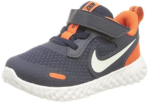 Image of Nike Boy's Unisex Kids Revolution 5 Gymnastics Shoe, Midnight Navy/White-Orange, 3.5 UK