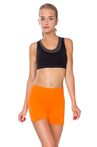 Image of FUTURO FASHION Super Soft Cotton Shorts Elastic Stretch Yoga Knickers, Breathable Short Leggings for Women, Yoga Cycling Sport Pants, Sizes UK 8-22 PSL5 Orange