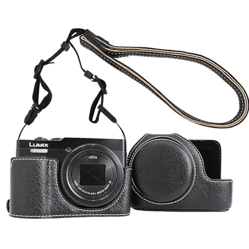 Image of Rieibi TZ99 Camera case, PU Leather Camera Case for Panasonic Lumix DC-TZ99 Digital Camera, Detachable Protective Case with Adjustable Shoulder Strap, Beauty Cover