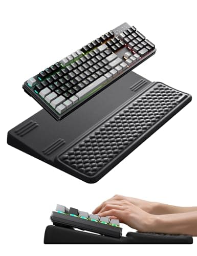 Image of VAYDEER Ergonomic Keyboard Wrist Rest with Stand – 2-in-1 Keyboard Riser & Soft Memory Foam Support Pad for Typing, Wrist Pain Relief, Non-Slip Tray for Office, Home or Gaming Setup-XL Black