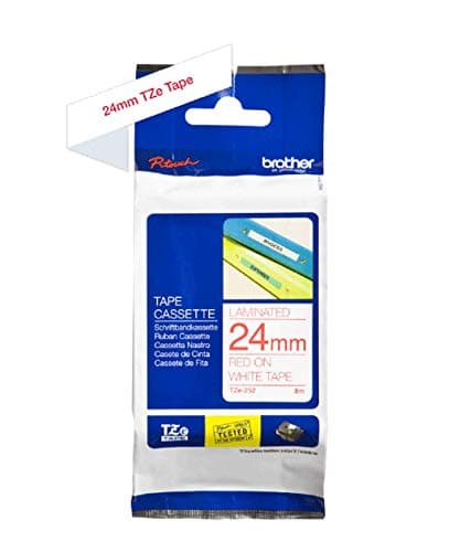 Image of Brother TZe-252 Labelling Tape Cassette, 24 mm (W) x 8 m (L), Laminated, Brother Genuine Supplies - Red on White