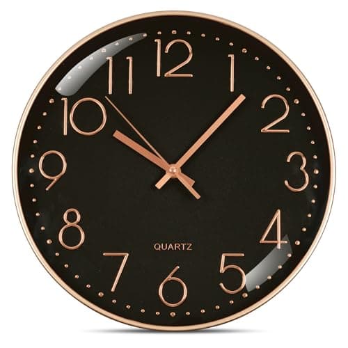 Image of Aolso 12 inch Wall Clock,Silent & Non Ticking Quartz Wall Clock,Battery Operated clocks for Living Room,Bedrooms,Kitchen,School,Office (12 inch-Black background