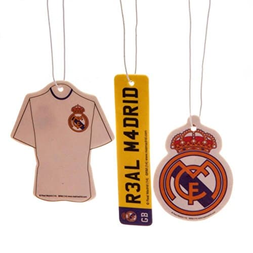 Image of Pack of 3 Air Fresheners Football Team Club Hanging Crest Car Official Fan Real Madrid