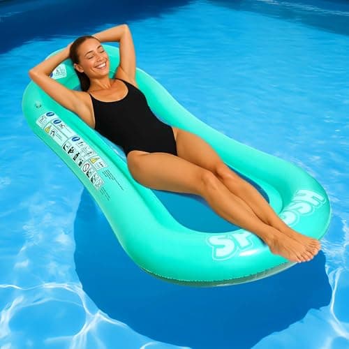 Image of Splosh Inflatable Mesh Pool Lilo - Pool Hammock With Pillow - Swimming Pool Lounger For Adults - Pool Float Water Hammock