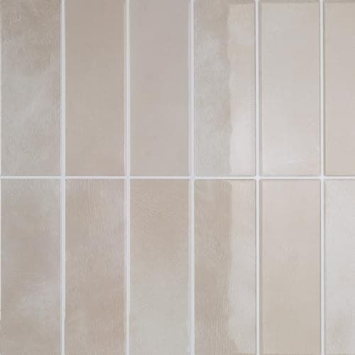 Image of CRE8TIVE Beige Peel and Stick Wall Tiles 16PCS Marble Tile Stickers Subway Rectangular Stick on Wall Tiles Waterproof Splashback for Kitchen Bathroom Self Adhesive Tile for Laundry Room 30.5cmx30.5cm