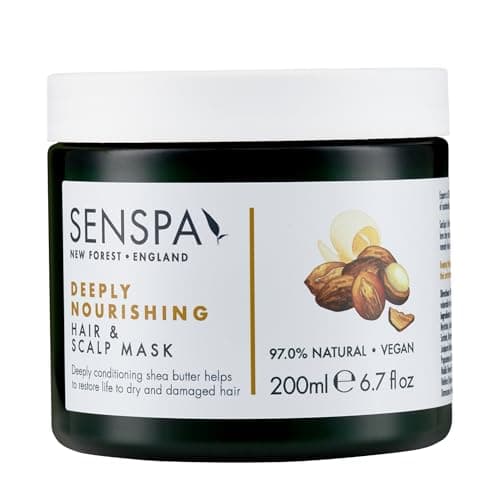 Image of SenSpa Deeply Nourishing Hair & Scalp Mask - Vegan Deep Conditioning Treatment, Hair Masks for Dry Damaged Hair with Shea Butter, Coconut Oil & Abyssinian Oil, 97% Natural & Paraben Free - 200ml