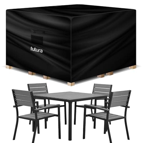 Image of Futura Premium Square Garden Furniture Covers Waterproof 200x200x90cm, Heavy Duty 600D Oxford Fabric Outdoor Table, Patio & Rattan Garden Furniture Covers, PVC Lined, Air Vents and UV Safe
