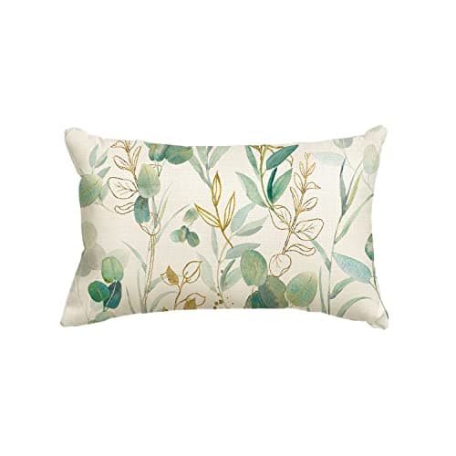 Image of Artoid Mode Green Eucalyptus Leaves Summer Cushion Cover, 30x50 cm Spring Seasonal Decorative Pillow Case Cover Sofa Living Room Decor