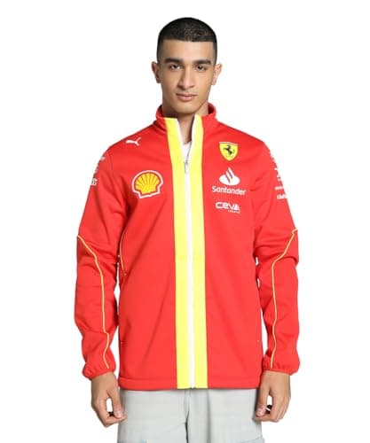 Image of PUMA Scuderia Ferrari Men's 2024 Team Softshell Jacket Burnt Red - Size: XX-Large
