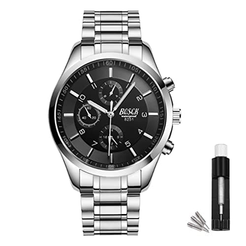 Image of Bosck Analog Mens Watch(No Chronograph), 42mm Easy Read Auto Date and Day Stainless Steel Business Watch for Men,30M Waterproof Sports Mens Wrist Watches …