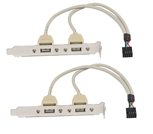Image of SinLoon 2 Port USB A Female Slot Plate Adapter 2.0 Motherboard Rear Panel Expansion Bracket to IDC 9 Pin Motherboard USB Cable with PCI Slot Plate Bracket(2-Pack)
