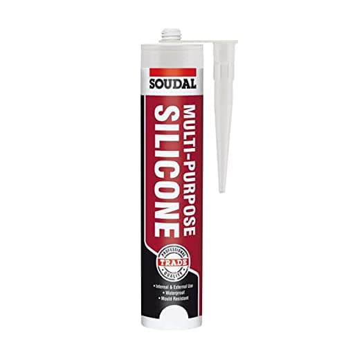 Image of BC Profiles Soudal Trade Multi Purpose Silicone | Acetoxy Silicone Sealant, Low Modulus, and Flexible - Suitable for General Construction, Masonry, Wood Working and Roofing - 270ml - Brilliant White
