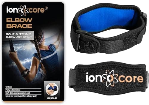 Image of ionocore Tennis Elbow Support Strap - Golfers Elbow Support for Men & Women - for Rapid Pain Relief & Recovery - Elbow Brace with EVA Compression Pad & Adjustable Tennis Elbow Supports