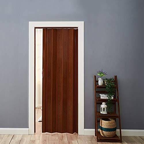 Image of Panana Folding Door Effect PVC Internal Accordion Concertina Sliding Door Brown/Ivory/White/Yellow (6mm thick, brown)