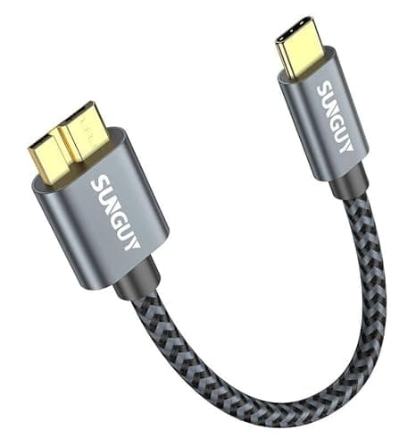 Image of SUNGUY 10Gbps Micro B to USB C Hard Drive Cable 0.5FT, USB 3.1 High-Speed External Hard Drive USB C Cable for iPhone 16/15 Series, MacBook Pro/Air, iPad, WD Toshiba Westgate Seagate