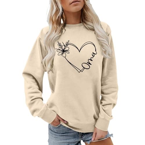 Image of Jumpers for Women Uk Casual Long Sleeve Tops Valentines Day Sweatshirt Funny Love Heart Print Loose Top Round Neck Shirts Holiday Pullover for Ladies Girls