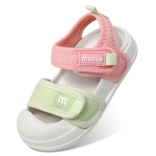 Image of MK MATT KEELY Boys Girls Sandals Kids Closed Toe Walking Shoes Toddlers Baby Wide Fit Beach Sandals with Non-Slip Sole,Pink,Size 8.5/9 UK Child