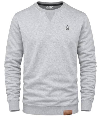 Image of JRC Mens Fleece Crewneck Sweatshirts & Pullovers, Round Neck Long Sleeve Jumper, Sweater for Sports & Workwear (Grey Melange, L)