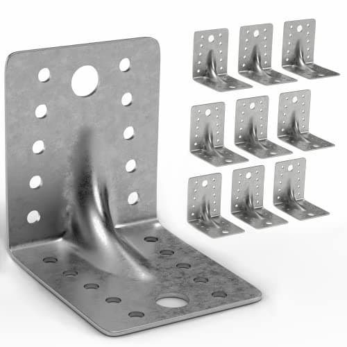 Image of CUALITYX Angle Brackets for Wood Pack of 10 (70 x 70 x 55 x 1.5mm) - Heavy Duty, Weatherproof Galvanized Steel Sheet L Brackets with Smooth Edges - Ideal for DIY Furniture Fixations & Corner