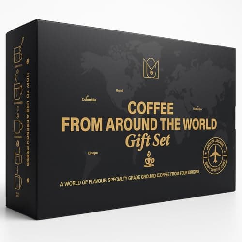Image of Ground coffee gift set | Coffee From Around The World Gift Set with Coffee Cafetiere | Gifts For Men | women | Xmas gift for him| food gifts | Gift idea