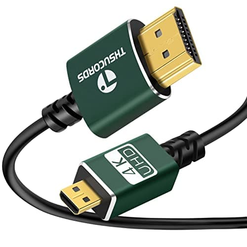 Image of Thsucords Thin Micro HDMI to HDMI Cable 0.3M, Ultra Slim & Flexible Soft HDMI Micro Lead Supports 3D/4K@60Hz/18gbps/2160P/1080P for GoPro Hero 7/8/9 Raspberry Pi 4
