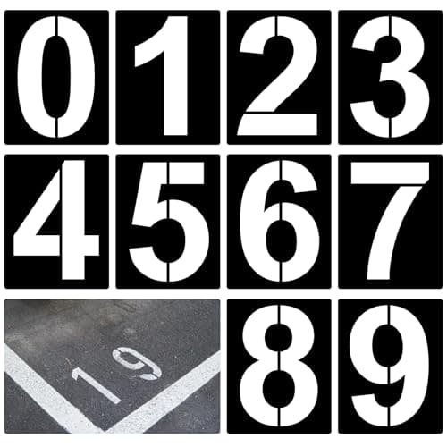 Image of ZYFC 8 inch / 12 inch 0 to 9 Large Number Stencils Set, 10 Pieces Reusable Plastic Curb Address Number Stencils Road Sign Digital Templates for Painting DIY Mailbox Parking Lot Door (12inch)