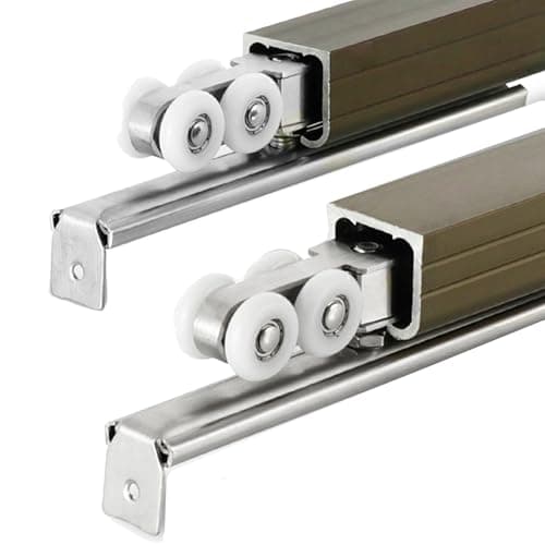 Image of WLCGYD 2-door Sliding Track System Aluminium, 1m 2m 3m 4m 5m 6m Bronze Invisible Sliding Door Gear Kit For Interior Doors, Celling Wall Mount Rolling Door Hardware Kit(1.2m)