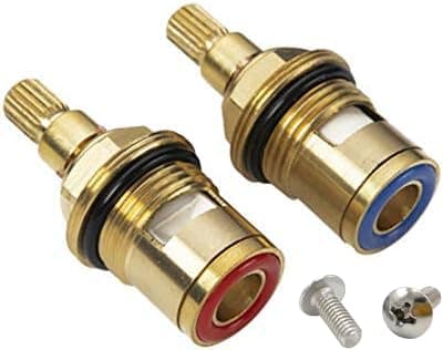 Image of Tap Valves Replacement 1/2" Brass Tap Cartridge Valves Ceramic Disc Gland Quarter Turn 20 Teeth Fitting Connections for Bathroom Kitchen Tap(2 Pcs)
