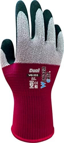 Image of Wondergrip - Dual - WG-355 Safety Gloves - Single Latex Coating - DuaLiner Technology - High Grip - Ultra-Lightweight & Breathable - For Precision Handling - Grey/Red - Large