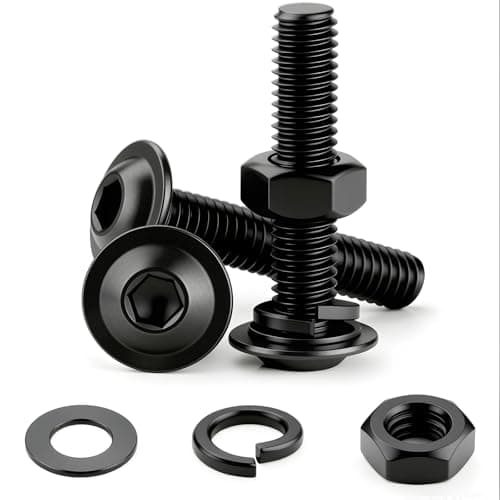 Image of NZNSML 30 Pcs M2.5 x 16mm Flanged Button Head Socket Cap Bolt Screws Black Allen Screws 304 Stainless Steel Nuts and Bolts Assortment Kit with Flat and Lock Washers for Furniture Machine Repair
