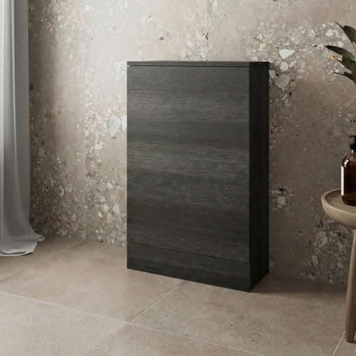 Image of Baystone 500mm Bathroom Back to Wall BTW Toilet WC Cloakroom Furniture Unit Only, Slimline, Flat Pack, Freestanding, Charcoal Grey
