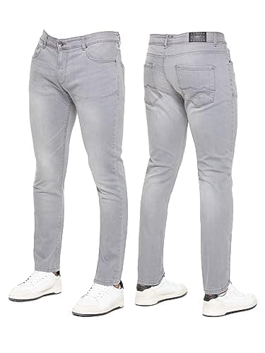 Image of 989Zé ENZO Mens Jeans Stretch Skinny Slim Fit Denim Pants Trousers EZ325 All Waist Sizes Grey 34 Regular