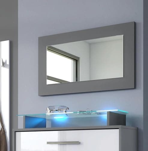 Image of Furneo Corido 03 – Grey Framed Mirror, 70 x 40 cm, Modern Wall Mirror for Living Room, Hallway, Dining or Bedroom