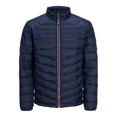 Image of JACK & JONES Men's Jwhwayne Stand Collar Puffer Jacket, Navy Blazer, Size S - Premium Winter Outerwear & Stylish Quilted Coat for Everyday Styling