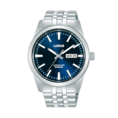 Image of Lorus Classic Day/Date Automatic (42mm) Blue Sunray Dial/Stainless Steel Bracelet RL493BX9
