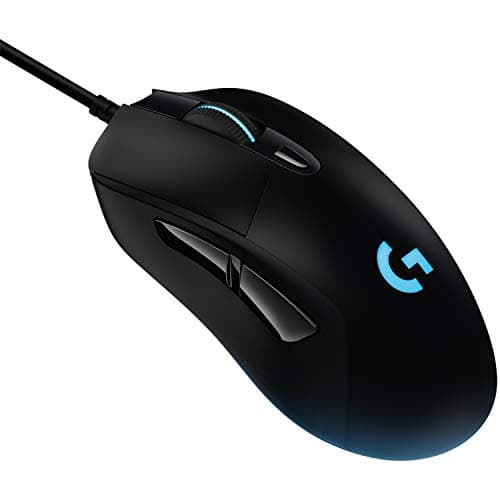 Image of Logitech G403 HERO gaming mouse with HERO 25K DPI sensor, LIGHTSYNC RGB, light weight of 87g and optional 10g weight, PC/Mac - black