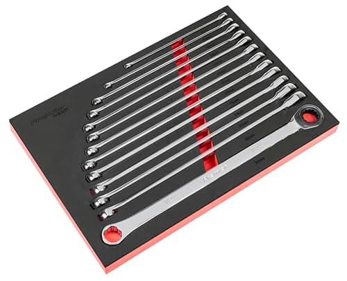 Image of Sealey Premier Extra-Long Double Ring Ratchet/Fixed Spanner Set 13pc - AK63190