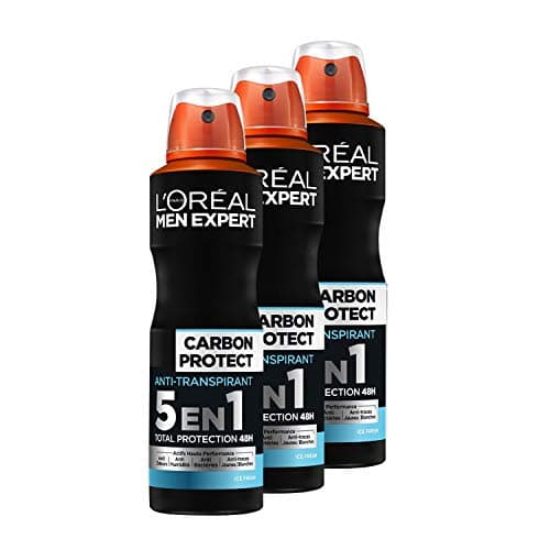 Image of L'Oréal Men Expert Carbon Protect Ice Fresh 5-in-1 Men's Spray Pack of 3