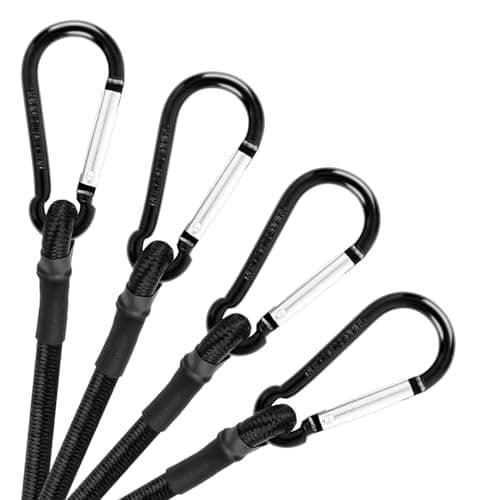 Image of TaoTazon Bungee Cords with Carabiner Clips 40 Inch, 4 Pack Heavy Duty Bungee Cords with Hooks, 8mm Thickness Bungee Straps for Camping, Tarps, Bike Rack, Tent, Car, Luggage Rack, Cargo