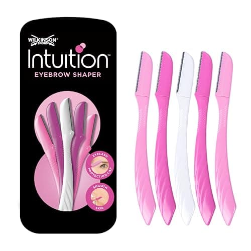 Image of WILKINSON SWORD - Intuition Eyebrow Shaper for Women | Facial Hair Remover and Trimmer | Exfoliating Dermaplaning Tool | Pack of 5 Disposable Razors