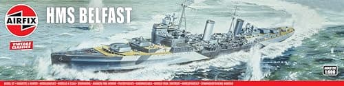Image of Airfix - Vintage Classics Set - A04212V HMS Belfast - Plastic Model Ship Kits for Adults & Children 8+, Set Includes 250 Pieces - 1:600 Scale Model Ship Set