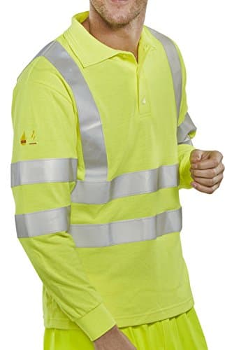 Image of FIRE RETARDANT HI-VIS ANTI STATIC POLO LONG SLEEVED SATURN YELLOW XXL