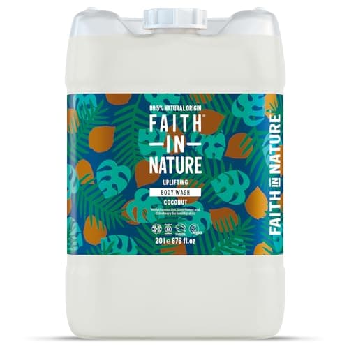 Image of Faith In Nature Organic Coconut Body Wash, Uplifting Shower Gel, Vegan & Cruelty Free, No SLS or Parabens, 20L Refill Pack
