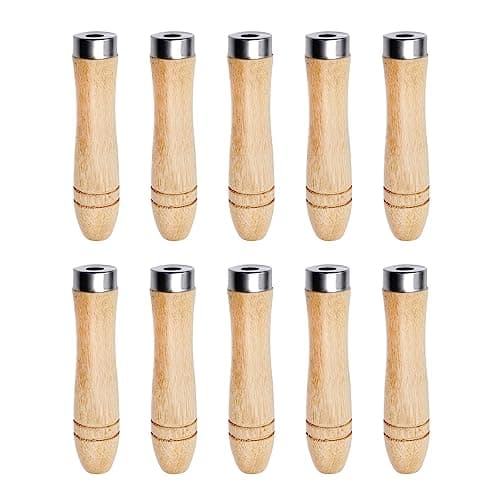Image of Gelishan 10Pcs Safety Wooden File Handle for Replacement Durable File Cutting Handle Craft with Strong Metal Collars File Handle for Woodworking Carpenter Tool Maintenance